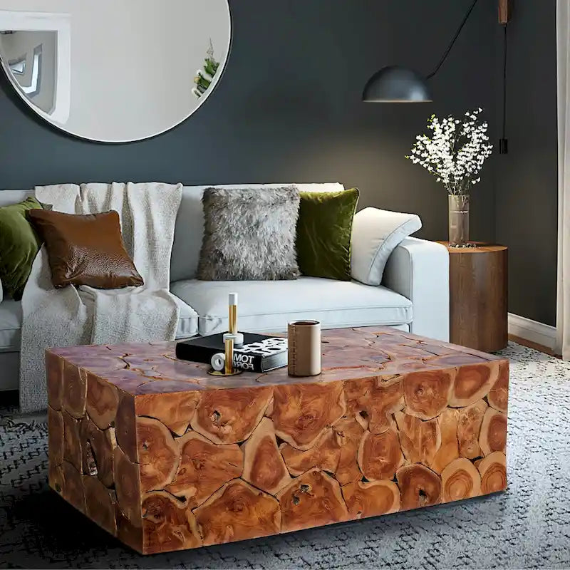 Chic Teak Rustikaler Akar-Couchtisch aus Teakholz