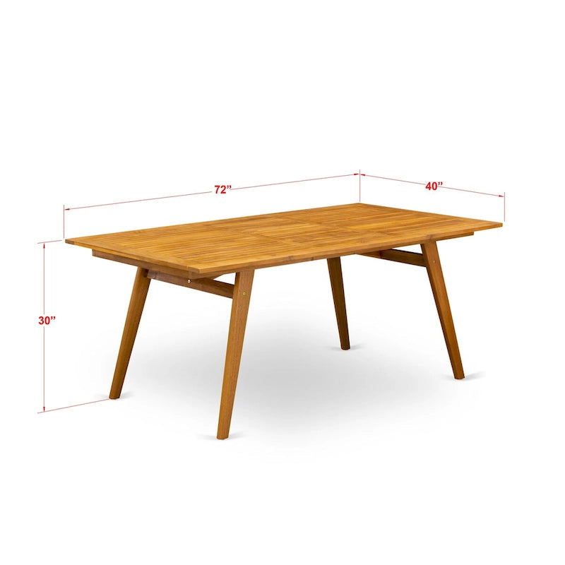 East West Furniture BDETRNA Moderner Couchtisch mit rechteckiger Platte und 4 Holzbeinen – Oberfläche in Naturöl