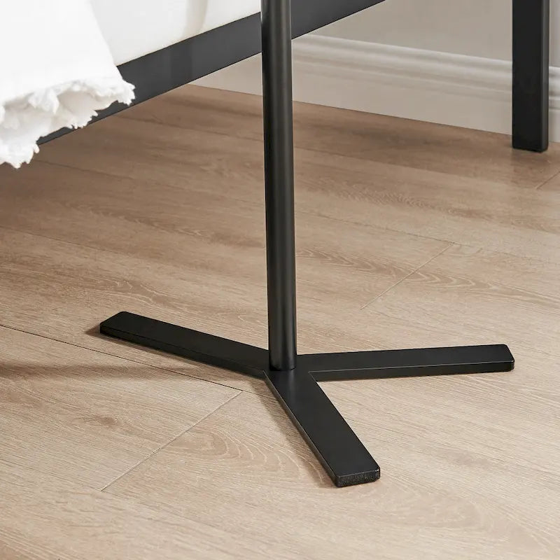 Carter Oval Teardrop Moderner Beistelltisch C-Tisch mit erhöhtem Rand und gekreuztem Y-förmigem Metallsockel für die Couch