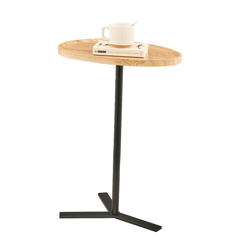 Carter Oval Teardrop Moderner Beistelltisch C-Tisch mit erhöhtem Rand und gekreuztem Y-förmigem Metallsockel für die Couch