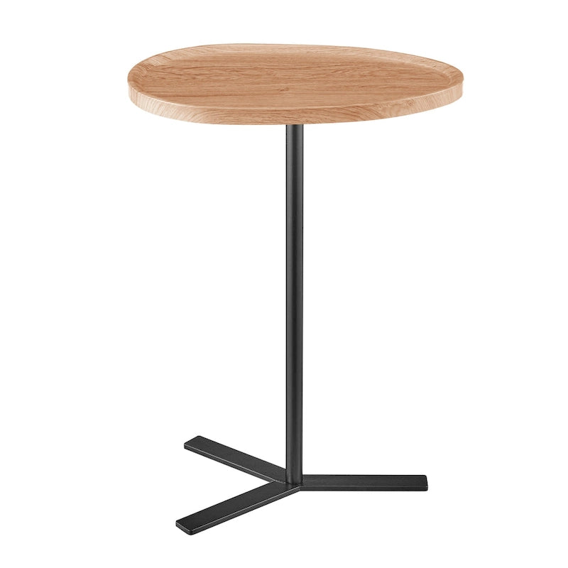 Carter Oval Teardrop Moderner Beistelltisch C-Tisch mit erhöhtem Rand und gekreuztem Y-förmigem Metallsockel für die Couch