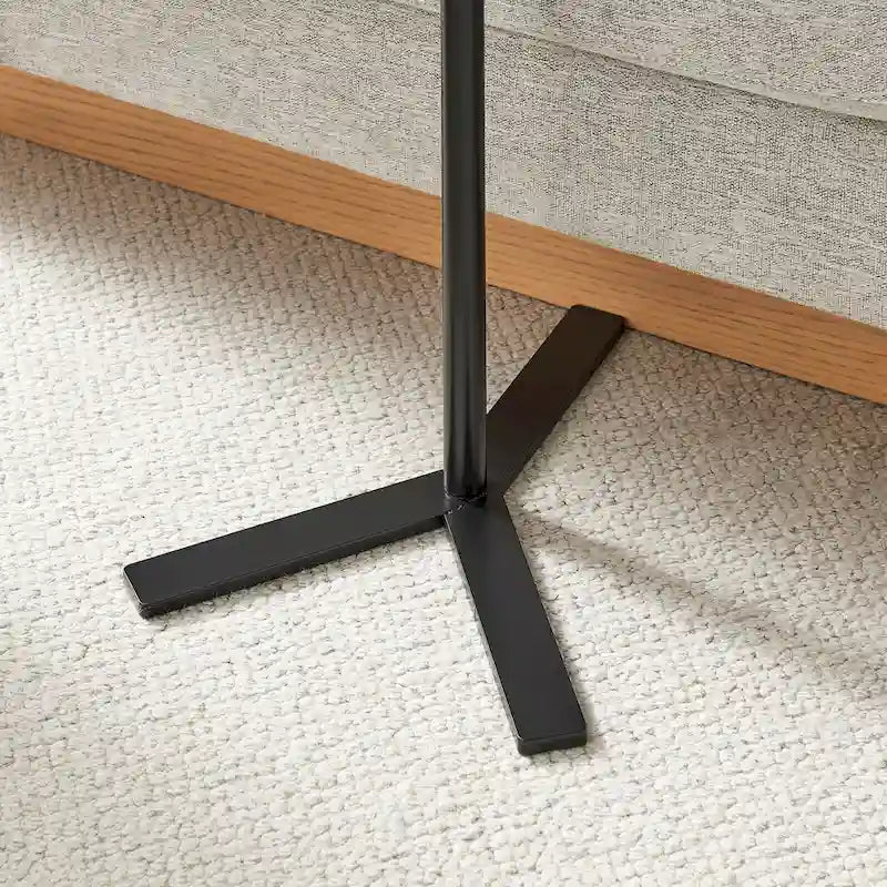 Carter Oval Teardrop Moderner Beistelltisch C-Tisch mit erhöhtem Rand und gekreuztem Y-förmigem Metallsockel für die Couch