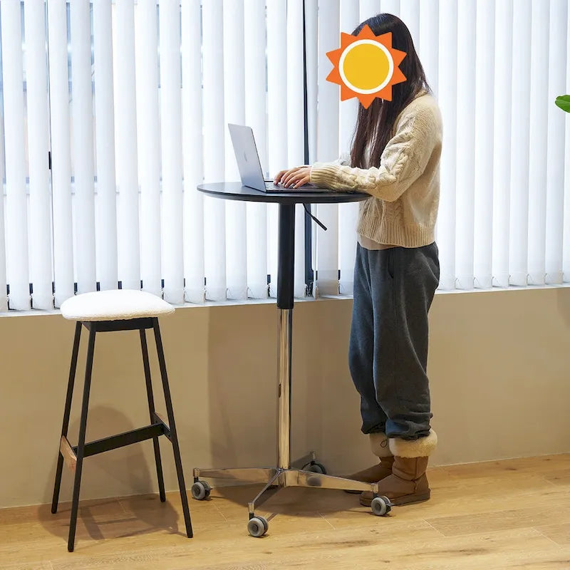 Beweglicher verstellbarer Bartisch Stehtisch 360° drehbar Thekenhöhe Aluminium-Sternfuß Beweglich für Stehpult Bistro