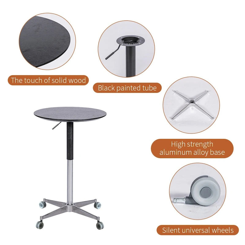 Beweglicher verstellbarer Bartisch Stehtisch 360° drehbar Thekenhöhe Aluminium-Sternfuß Beweglich für Stehpult Bistro