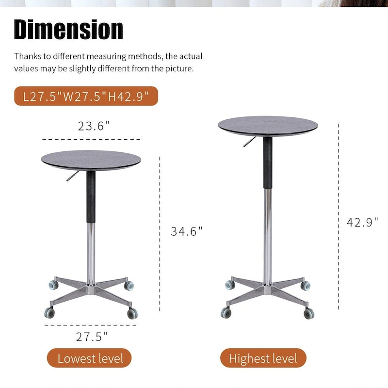 Beweglicher verstellbarer Bartisch Stehtisch 360° drehbar Thekenhöhe Aluminium-Sternfuß Beweglich für Stehpult Bistro