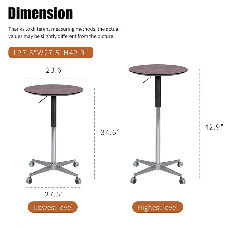 Beweglicher verstellbarer Bartisch Stehtisch 360° drehbar Thekenhöhe Aluminium-Sternfuß Beweglich für Stehpult Bistro