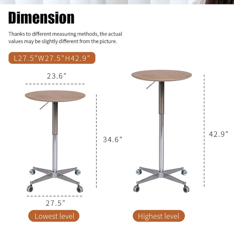 Beweglicher verstellbarer Bartisch Stehtisch 360° drehbar Thekenhöhe Aluminium-Sternfuß Beweglich für Stehpult Bistro