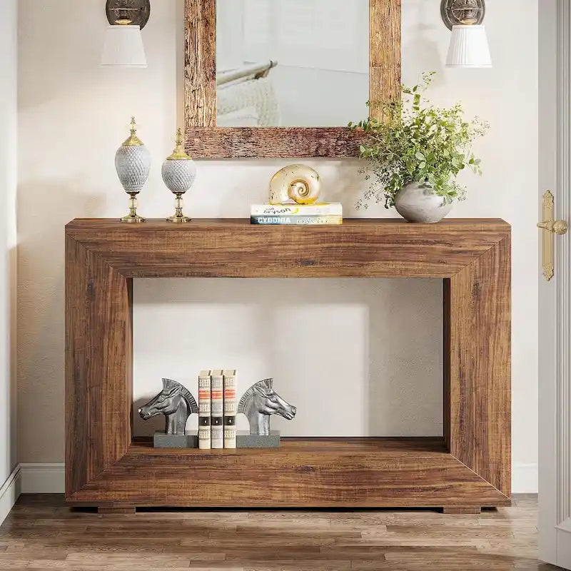 Rustikaler Konsolen-Sofatisch für Eingangsbereich, Flur, Wohnzimmer – 120 B x 83,3 H x 30 T cm