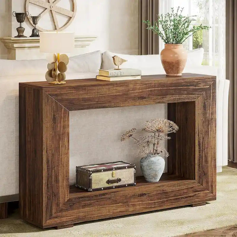 Rustikaler Konsolen-Sofatisch für Eingangsbereich, Flur, Wohnzimmer – 120 B x 83,3 H x 30 T cm