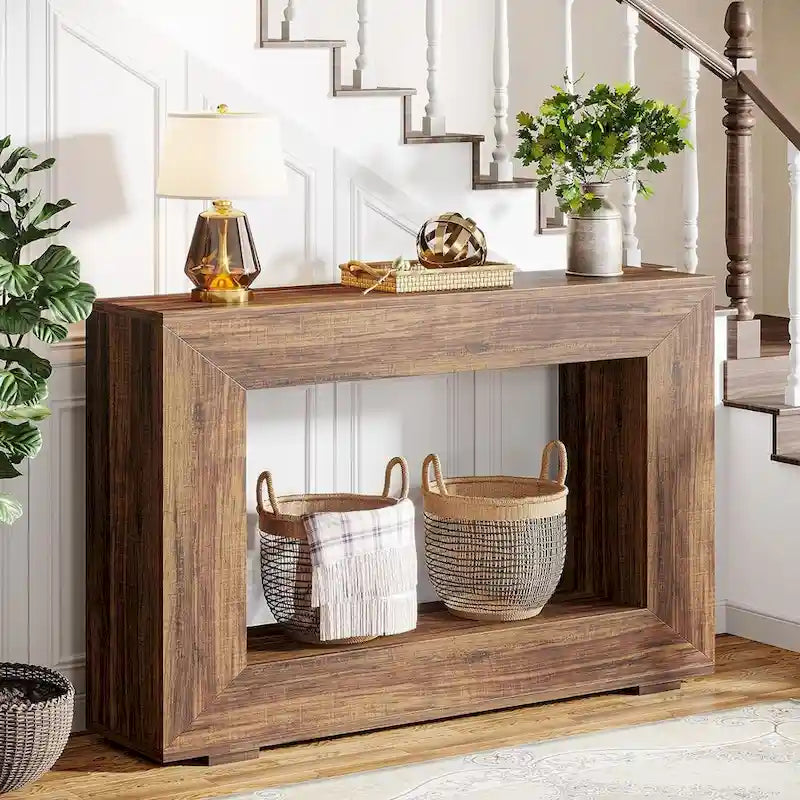 Rustikaler Konsolen-Sofatisch für Eingangsbereich, Flur, Wohnzimmer – 120 B x 83,3 H x 30 T cm