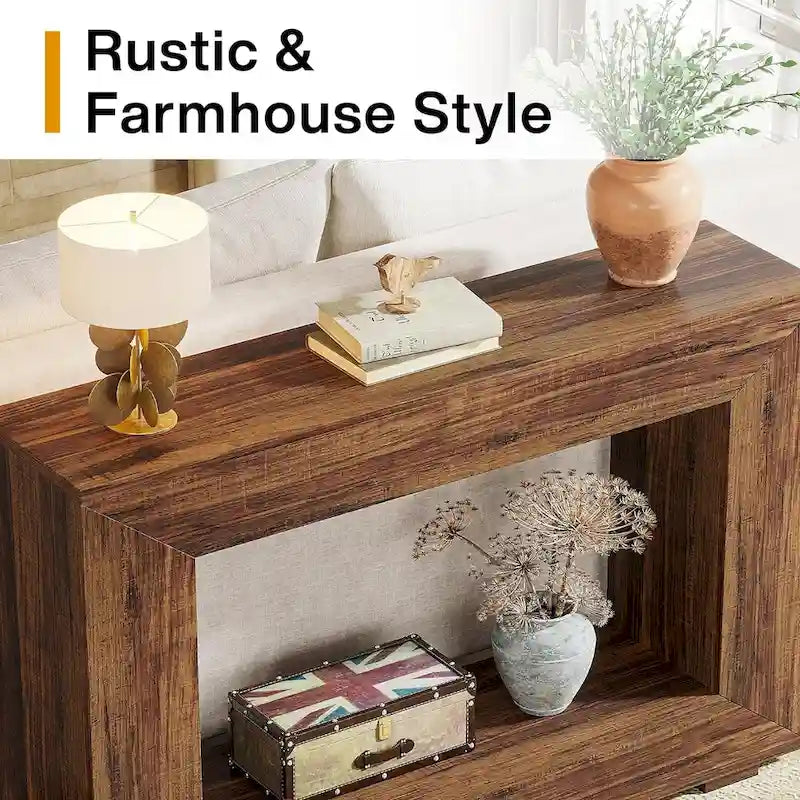 Rustikaler Konsolen-Sofatisch für Eingangsbereich, Flur, Wohnzimmer – 120 B x 83,3 H x 30 T cm