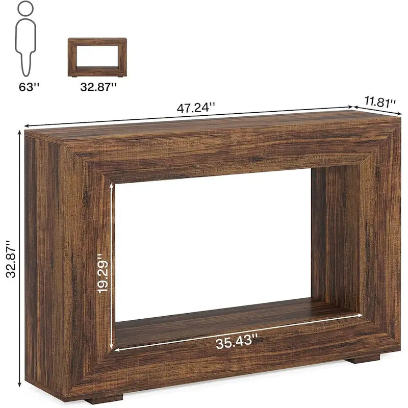 Rustikaler Konsolen-Sofatisch für Eingangsbereich, Flur, Wohnzimmer – 120 B x 83,3 H x 30 T cm