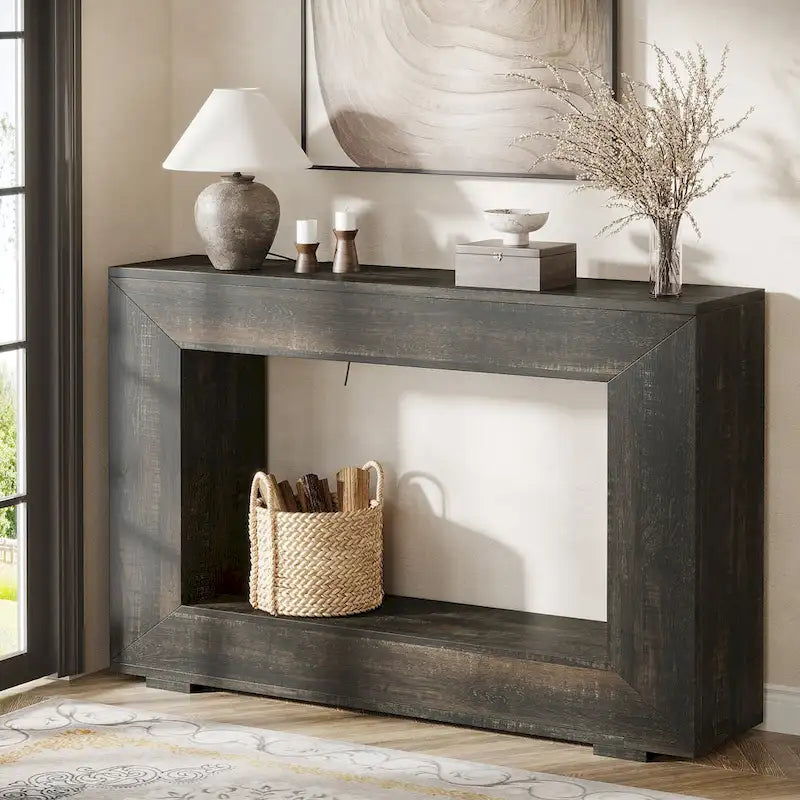 Rustikaler Konsolen-Sofatisch für Eingangsbereich, Flur, Wohnzimmer – 120 B x 83,3 H x 30 T cm