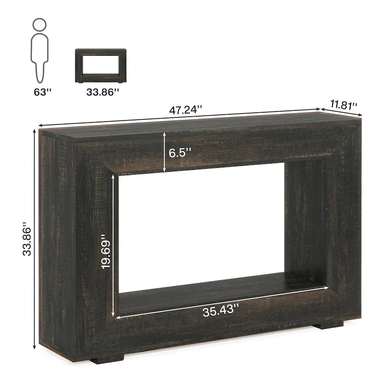 Rustikaler Konsolen-Sofatisch für Eingangsbereich, Flur, Wohnzimmer – 120 B x 83,3 H x 30 T cm