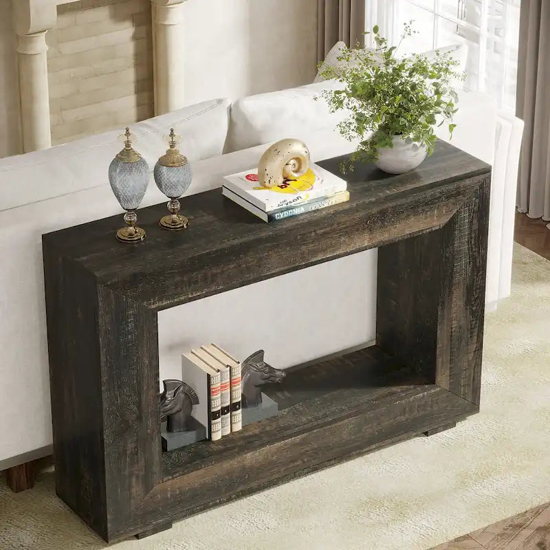 Rustikaler Konsolen-Sofatisch für Eingangsbereich, Flur, Wohnzimmer – 120 B x 83,3 H x 30 T cm