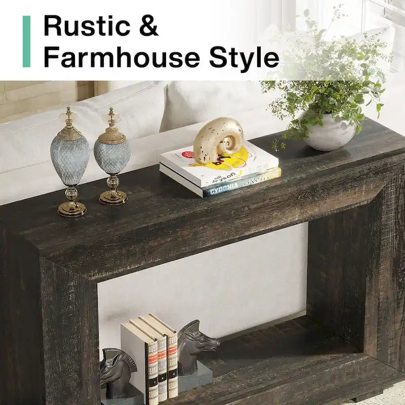 Rustikaler Konsolen-Sofatisch für Eingangsbereich, Flur, Wohnzimmer – 120 B x 83,3 H x 30 T cm