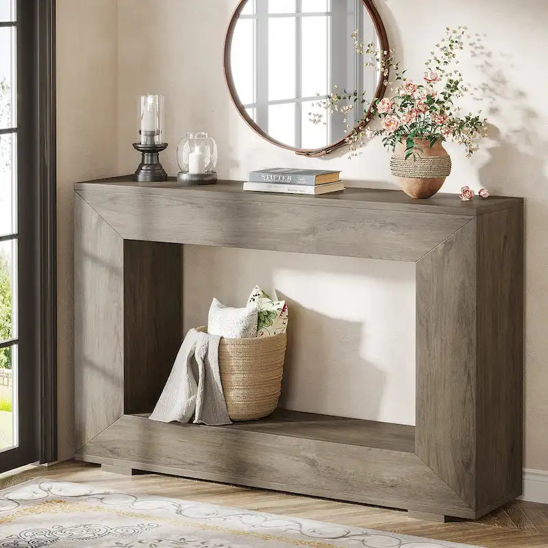 Rustikaler Konsolen-Sofatisch für Eingangsbereich, Flur, Wohnzimmer – 120 B x 83,3 H x 30 T cm