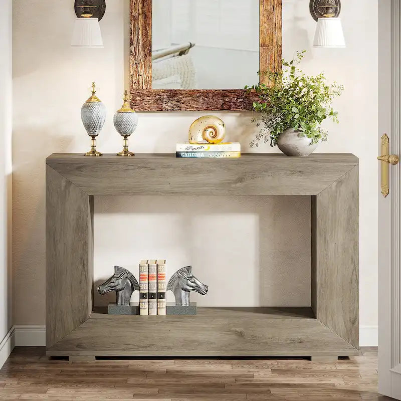 Rustikaler Konsolen-Sofatisch für Eingangsbereich, Flur, Wohnzimmer – 120 B x 83,3 H x 30 T cm