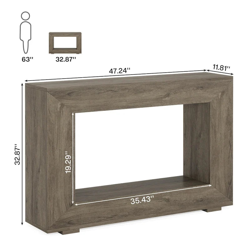 Rustikaler Konsolen-Sofatisch für Eingangsbereich, Flur, Wohnzimmer – 120 B x 83,3 H x 30 T cm