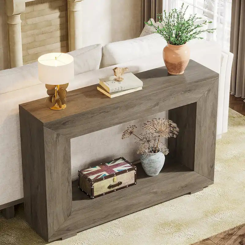 Rustikaler Konsolen-Sofatisch für Eingangsbereich, Flur, Wohnzimmer – 120 B x 83,3 H x 30 T cm