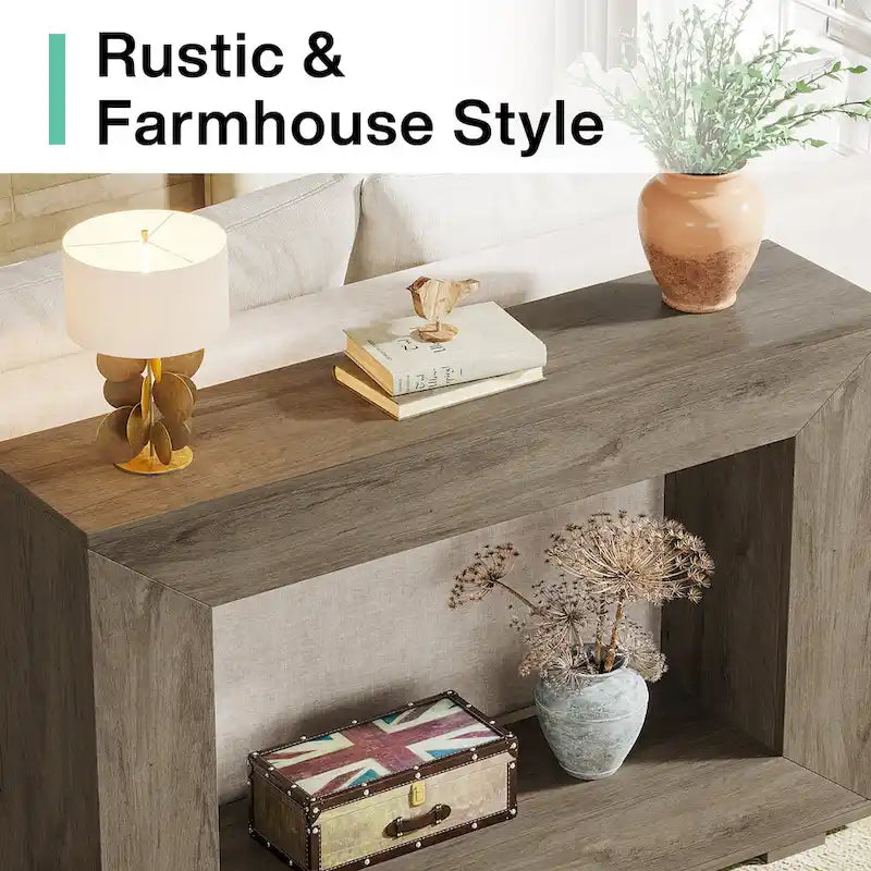 Rustikaler Konsolen-Sofatisch für Eingangsbereich, Flur, Wohnzimmer – 120 B x 83,3 H x 30 T cm