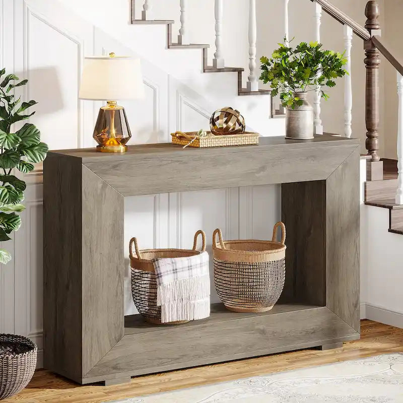 Rustikaler Konsolen-Sofatisch für Eingangsbereich, Flur, Wohnzimmer – 120 B x 83,3 H x 30 T cm