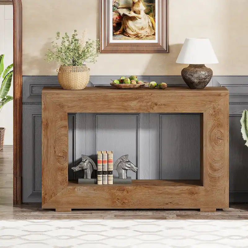 Rustikaler Konsolen-Sofatisch für Eingangsbereich, Flur, Wohnzimmer – 120 B x 83,3 H x 30 T cm