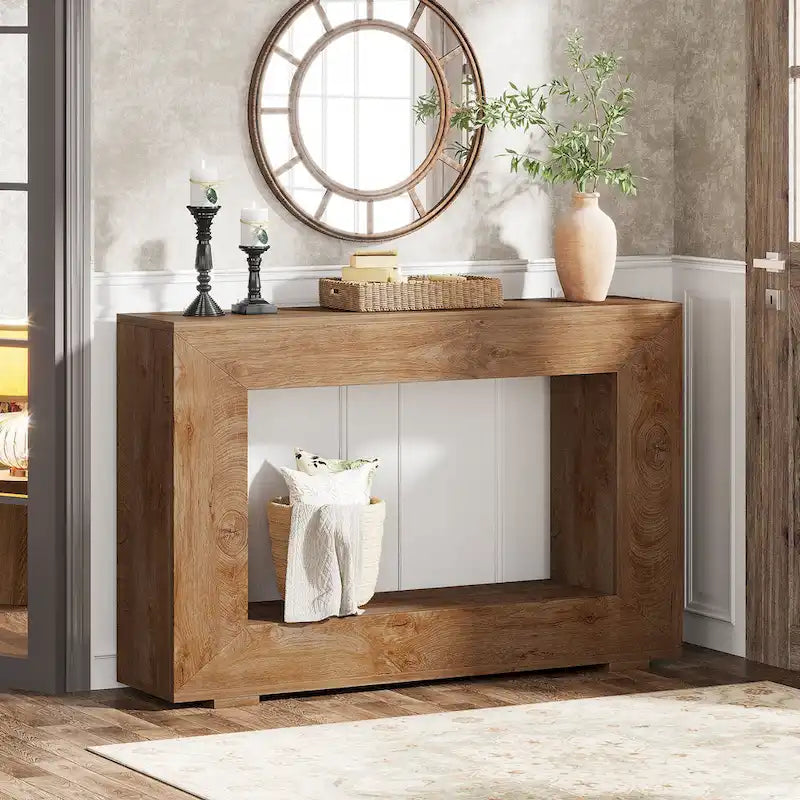 Rustikaler Konsolen-Sofatisch für Eingangsbereich, Flur, Wohnzimmer – 120 B x 83,3 H x 30 T cm