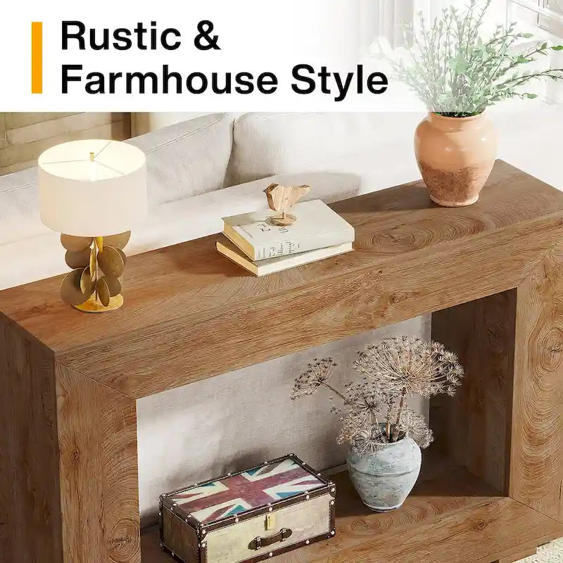 Rustikaler Konsolen-Sofatisch für Eingangsbereich, Flur, Wohnzimmer – 120 B x 83,3 H x 30 T cm