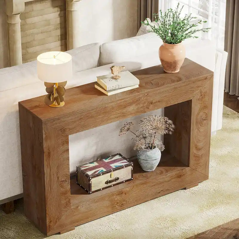 Rustikaler Konsolen-Sofatisch für Eingangsbereich, Flur, Wohnzimmer – 120 B x 83,3 H x 30 T cm