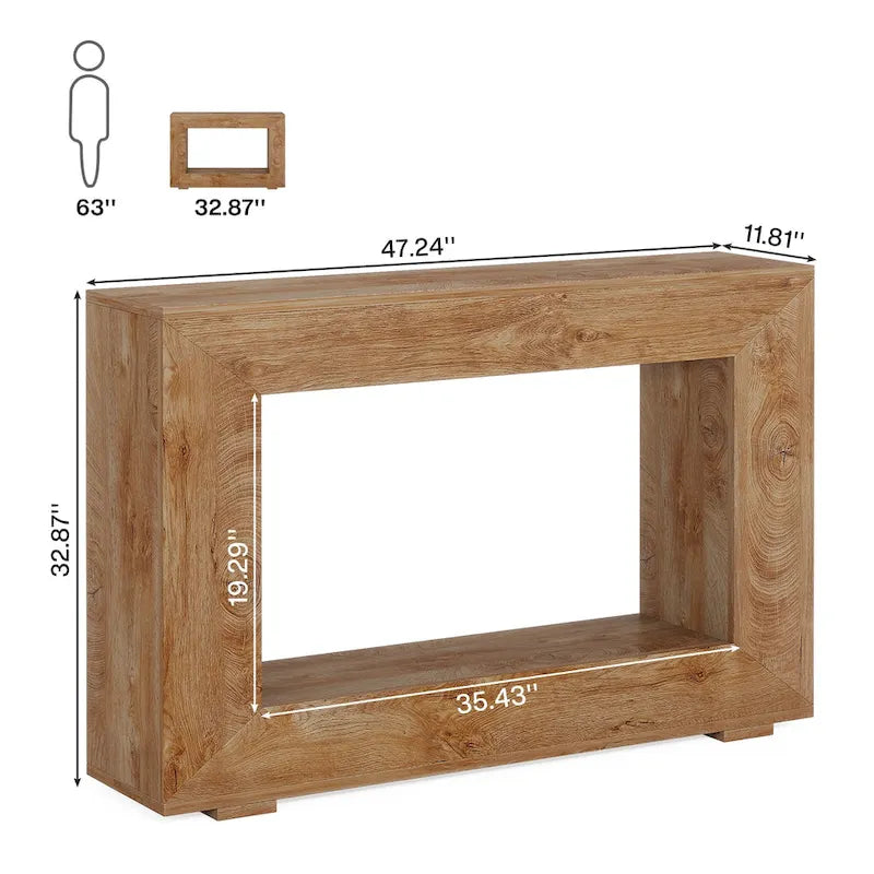 Rustikaler Konsolen-Sofatisch für Eingangsbereich, Flur, Wohnzimmer – 120 B x 83,3 H x 30 T cm