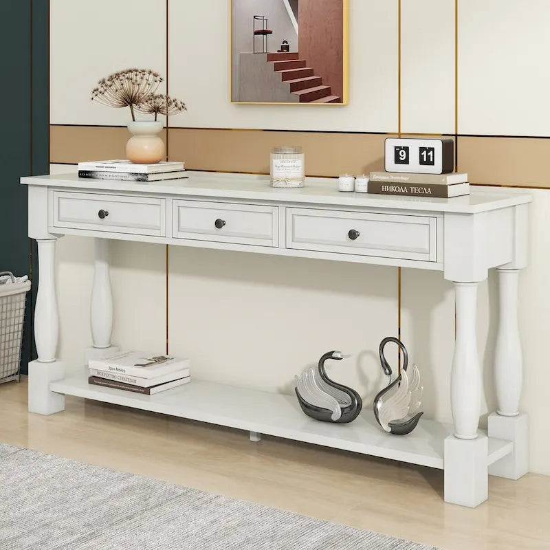 Console Table 63 Long Console Table with Drawers and Shelf for Entryway,Hallway,Living Room
