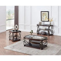 Traditional Tempered Glass Top Table Set with Coffee Table, Console Table, End Table, and Retro Metal Legs