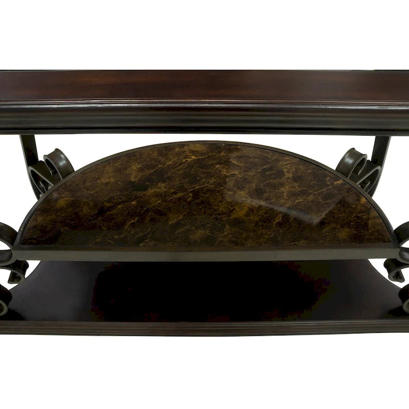 Traditionelles Set aus Tischen mit gehärteter Glasplatte, Couchtisch, Konsolentisch, Beistelltisch und Retro-Metallbeinen