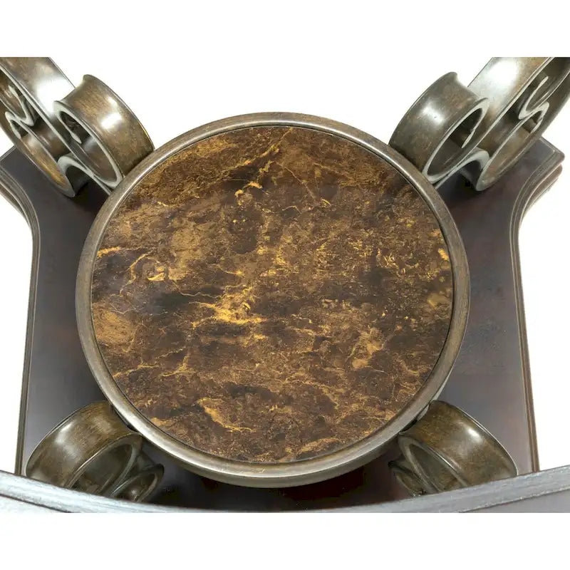 Traditionelles Set aus Tischen mit gehärteter Glasplatte, Couchtisch, Konsolentisch, Beistelltisch und Retro-Metallbeinen