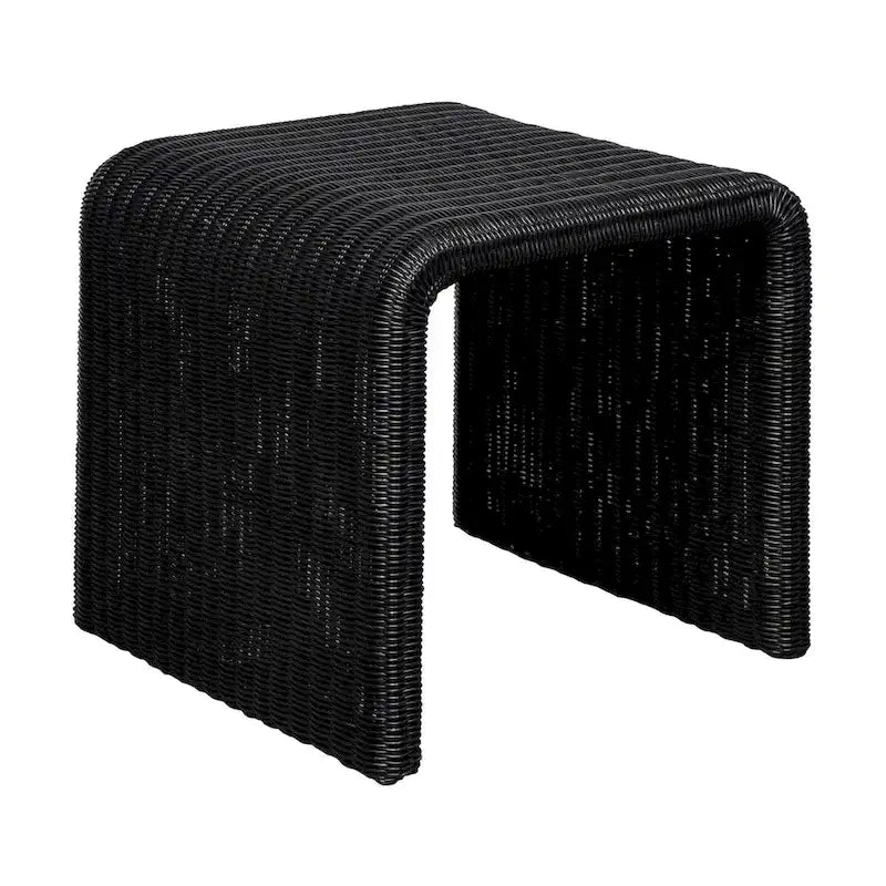 Woods Schwarzer gewebter Rattan-Quadrat-Beistelltisch
