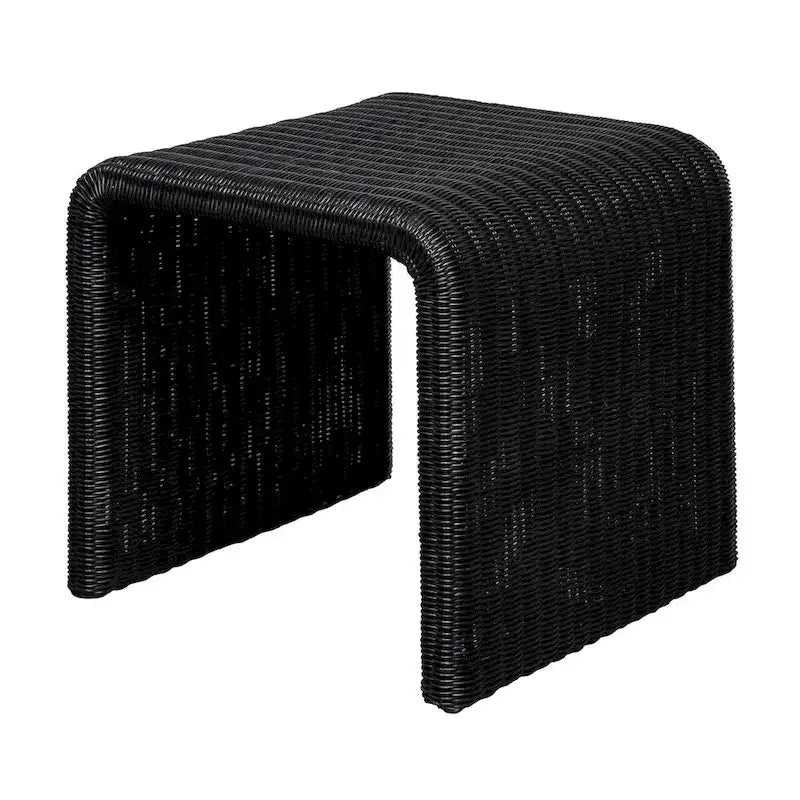 Woods Schwarzer gewebter Rattan-Quadrat-Beistelltisch