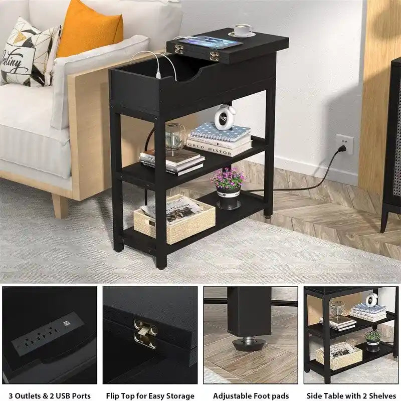 Beistelltisch mit Ladestation – 11T x 23,6B x 24,5H