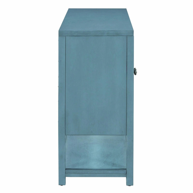 Eleganter Retro Konsolentisch mit Spiegeltüren, geräumigen Ablageflächen und strapazierfähigen Beinen aus Akazienholz