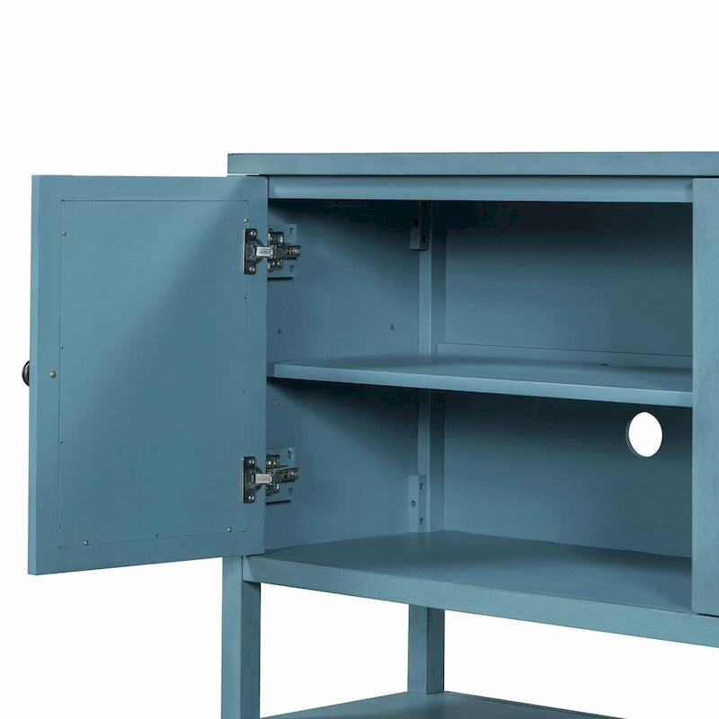 Eleganter Retro Konsolentisch mit Spiegeltüren, geräumigen Ablageflächen und strapazierfähigen Beinen aus Akazienholz
