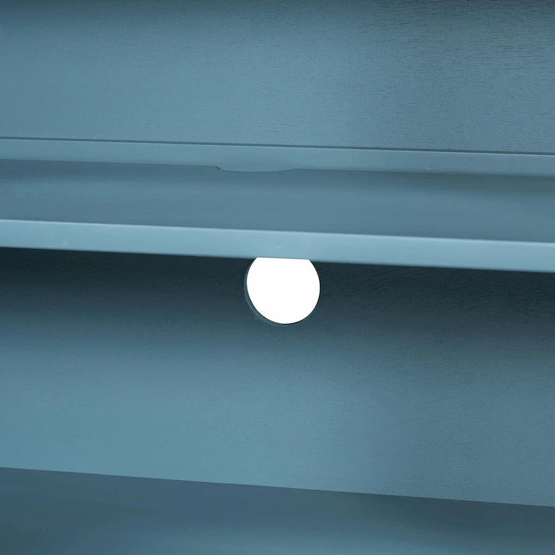 Eleganter Retro Konsolentisch mit Spiegeltüren, geräumigen Ablageflächen und strapazierfähigen Beinen aus Akazienholz