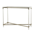 Metall-Konsolentisch mit Spiegelplatte und Acrylbeinen – Gold oder Silber – Roche River Decor