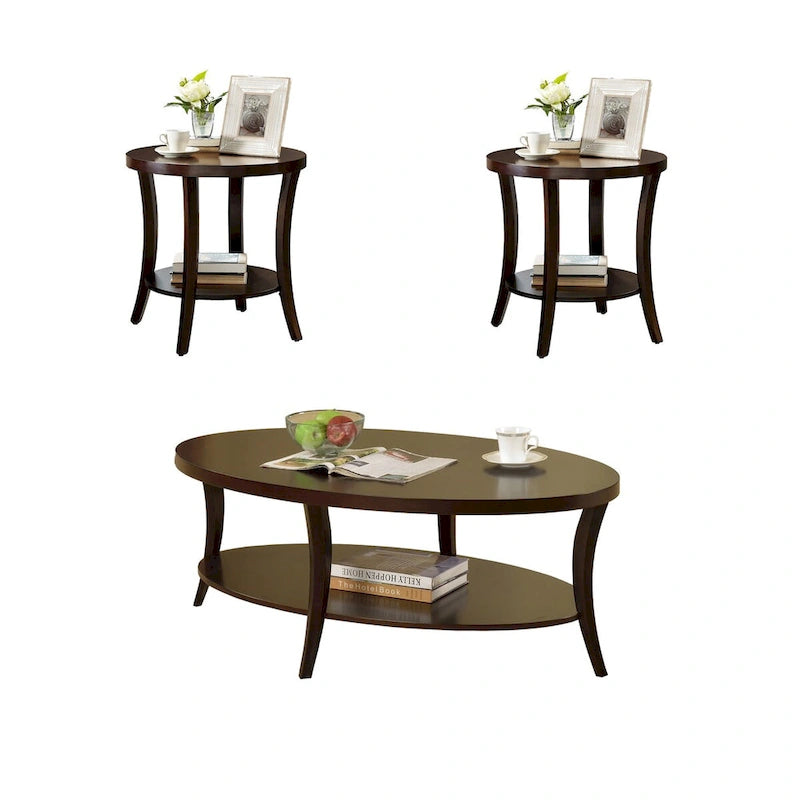 3-teiliges Couchtisch-Set mit Ablage