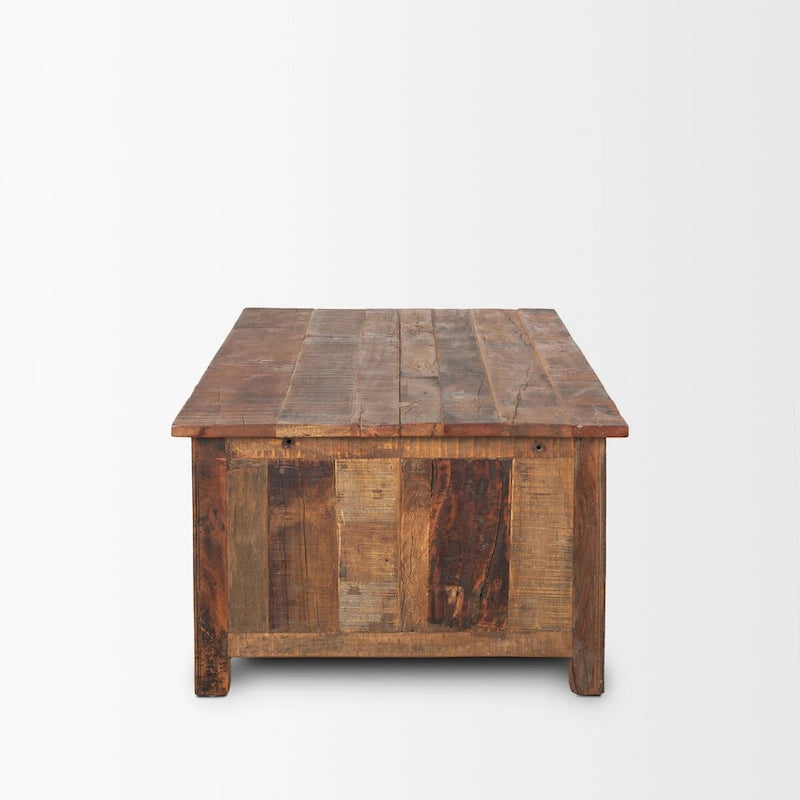 Wilton Brown Wood mit 12 schwarzen Metallschubladen Couchtisch