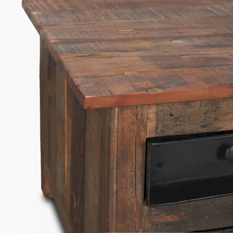 Wilton Brown Wood mit 12 schwarzen Metallschubladen Couchtisch