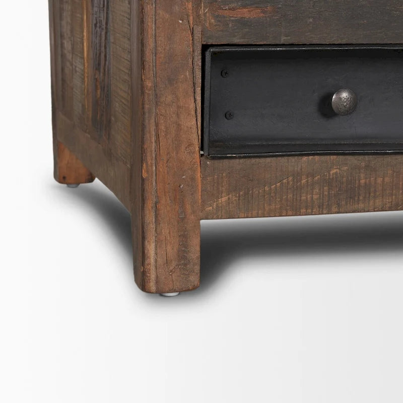 Wilton Brown Wood mit 12 schwarzen Metallschubladen Couchtisch