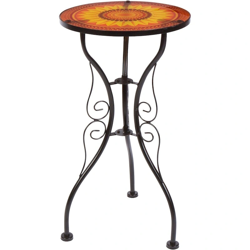 22 Sunflower Design Glas- und Metallbeistelltisch von Trademark Innovations