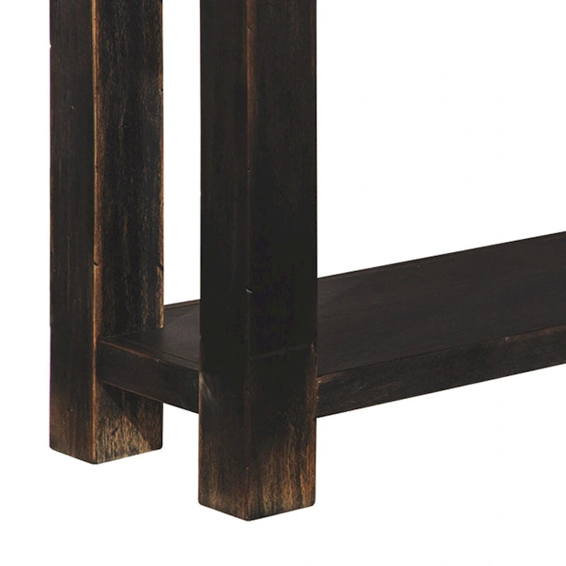 Hölzerner Sofatisch mit vier Schubladen und einem Ablagefach, Weathered Black