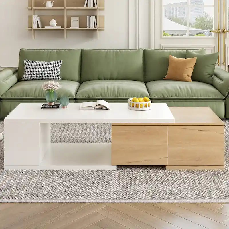 Ausziehbarer Couchtisch mit 2 Schubladen