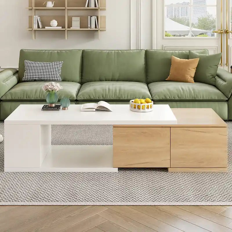 Ausziehbarer Couchtisch mit 2 Schubladen